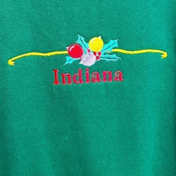 VINTAGE Christmas Crewneck Sweatshirt. Embroidered design in front. Indiana - Picture 2 of 6